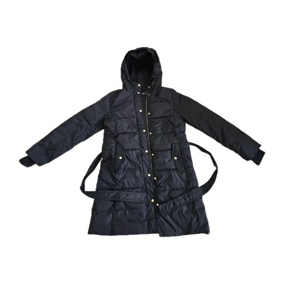 J. Crew Mercantile Parka Coat Button Hooded Jacket Black Women Size Medium - Picture 1 of 7